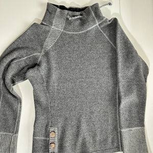 Host Pick Prana Lucia Grey Stripe Wool Blend Sweater Funnel Neck Size Medium